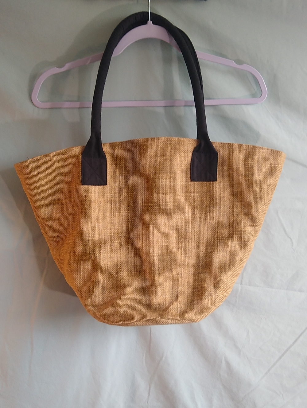 NWOT Black & Tan Straw Market Tote
